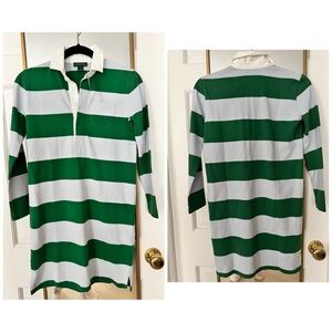J. Crew Green and White Striped Polo Dress